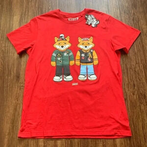 AKOO Men’s SS Graphic T-Shirt New York Coming to America Tee Red Large NWT